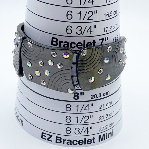 Dolce Vita Panel Bracelet Rare Rhinestone Piece 80s 90s French Designer 6.5-7.75 - Picture 8 of 10